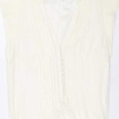 H&M Womens Ivory Polyester Shift Size 12 V-Neck Button