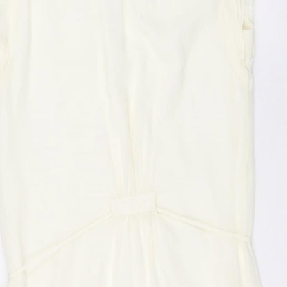 H&M Womens Ivory Polyester Shift Size 12 V-Neck Button