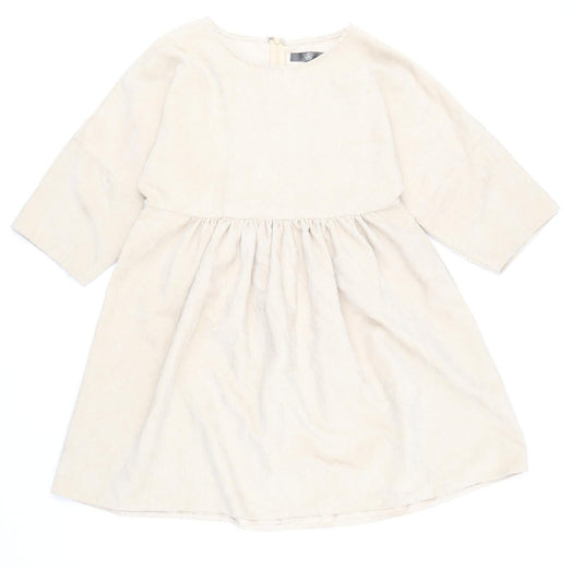 Missguided Womens Beige Polyester A-Line Size 4 Boat Neck Zip