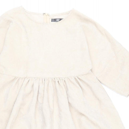 Missguided Womens Beige Polyester A-Line Size 4 Boat Neck Zip