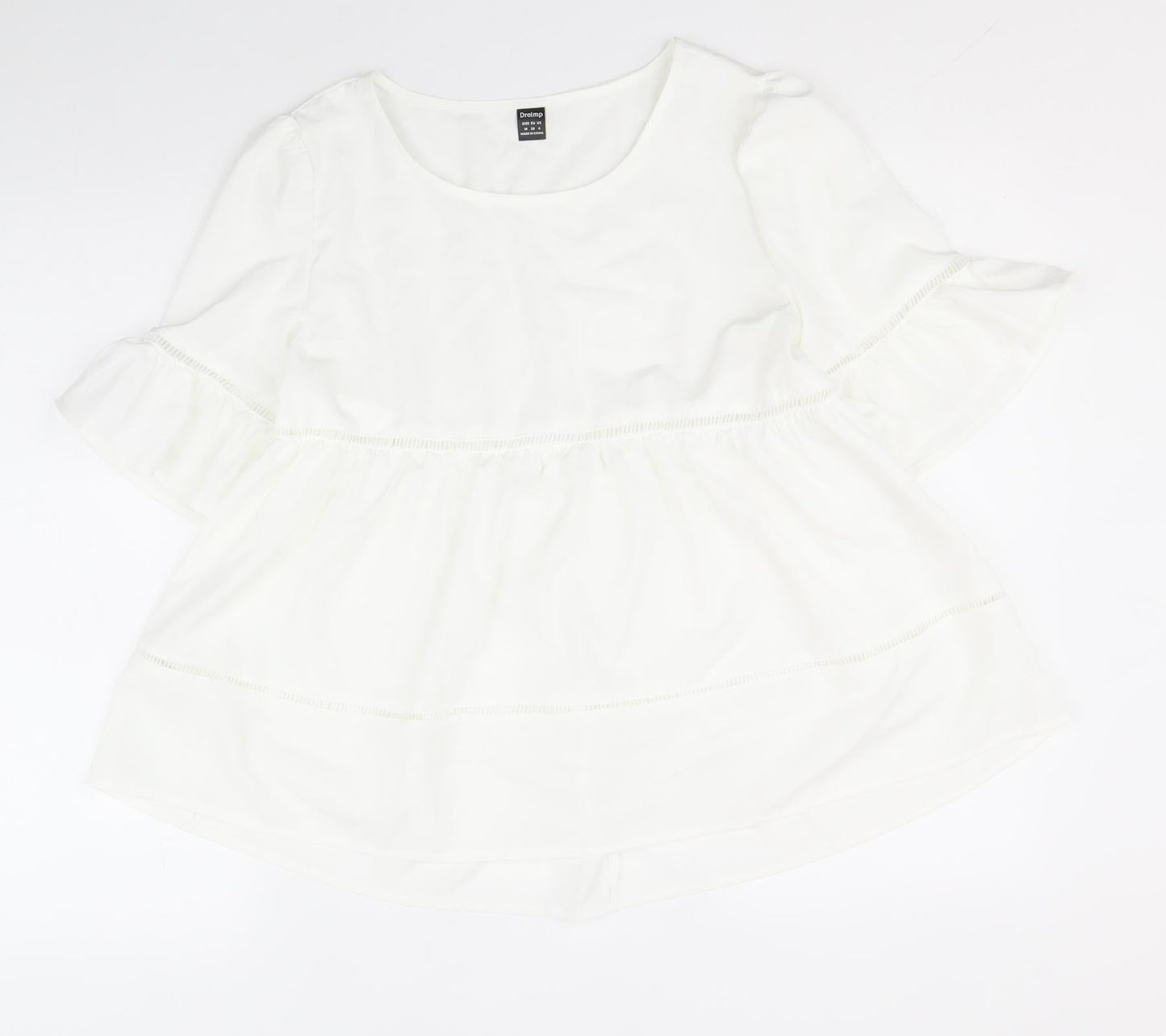 Droimp Womens White Polyester Basic T-Shirt Size M Round Neck