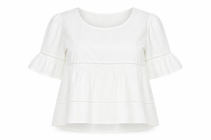 Droimp Womens White Polyester Basic T-Shirt Size M Round Neck