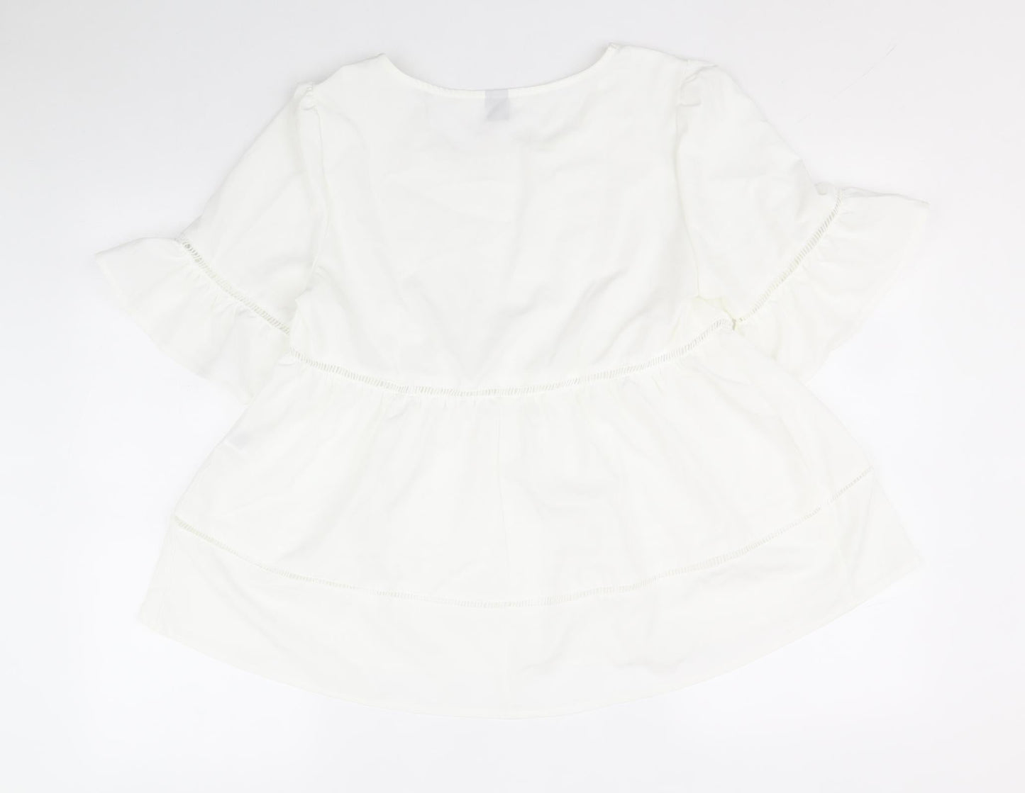 Droimp Womens White Polyester Basic T-Shirt Size M Round Neck