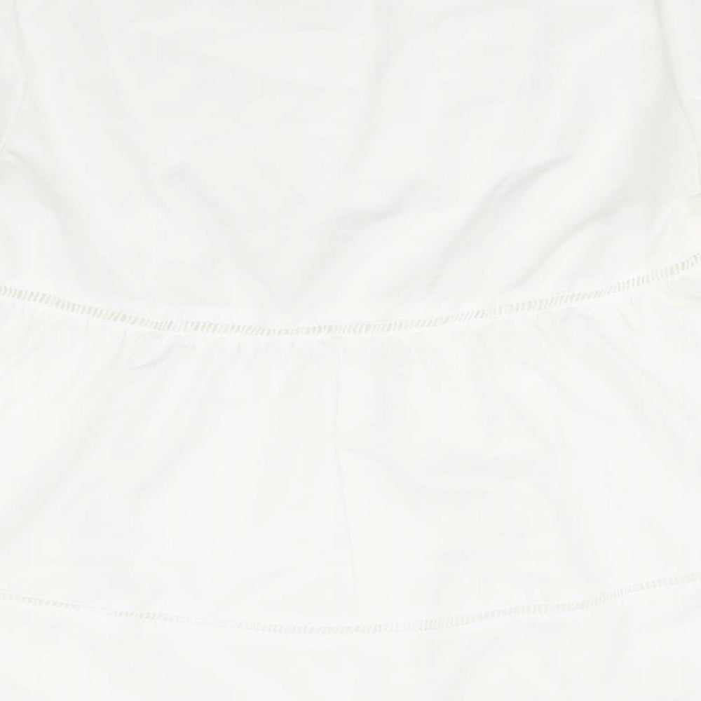 Droimp Womens White Polyester Basic T-Shirt Size M Round Neck