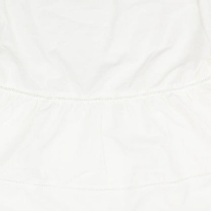 Droimp Womens White Polyester Basic T-Shirt Size M Round Neck
