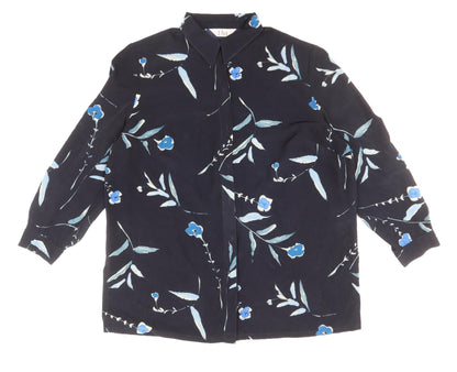 Womens UK Size 20 ELVI Blue Basic Button-Up