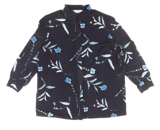 Womens UK Size 20 ELVI Blue Basic Button-Up