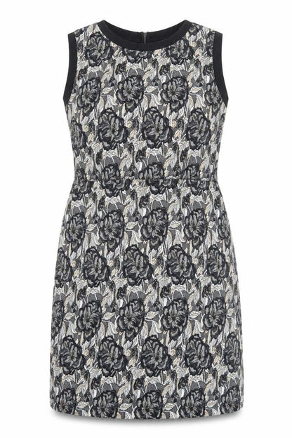 NEXT Womens Black Floral Polyester Shift Size 14 Boat Neck Zip