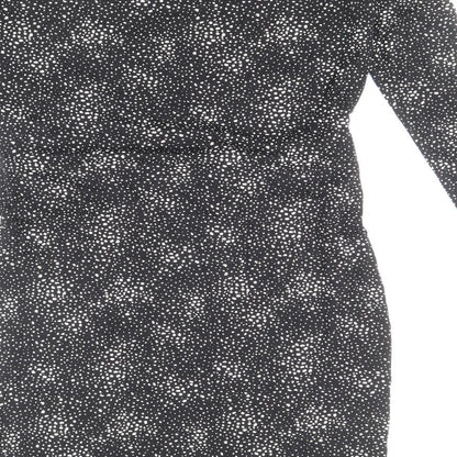Marks and Spencer Womens Black Animal Print Viscose Bodycon Size 12 Round Neck Pullover