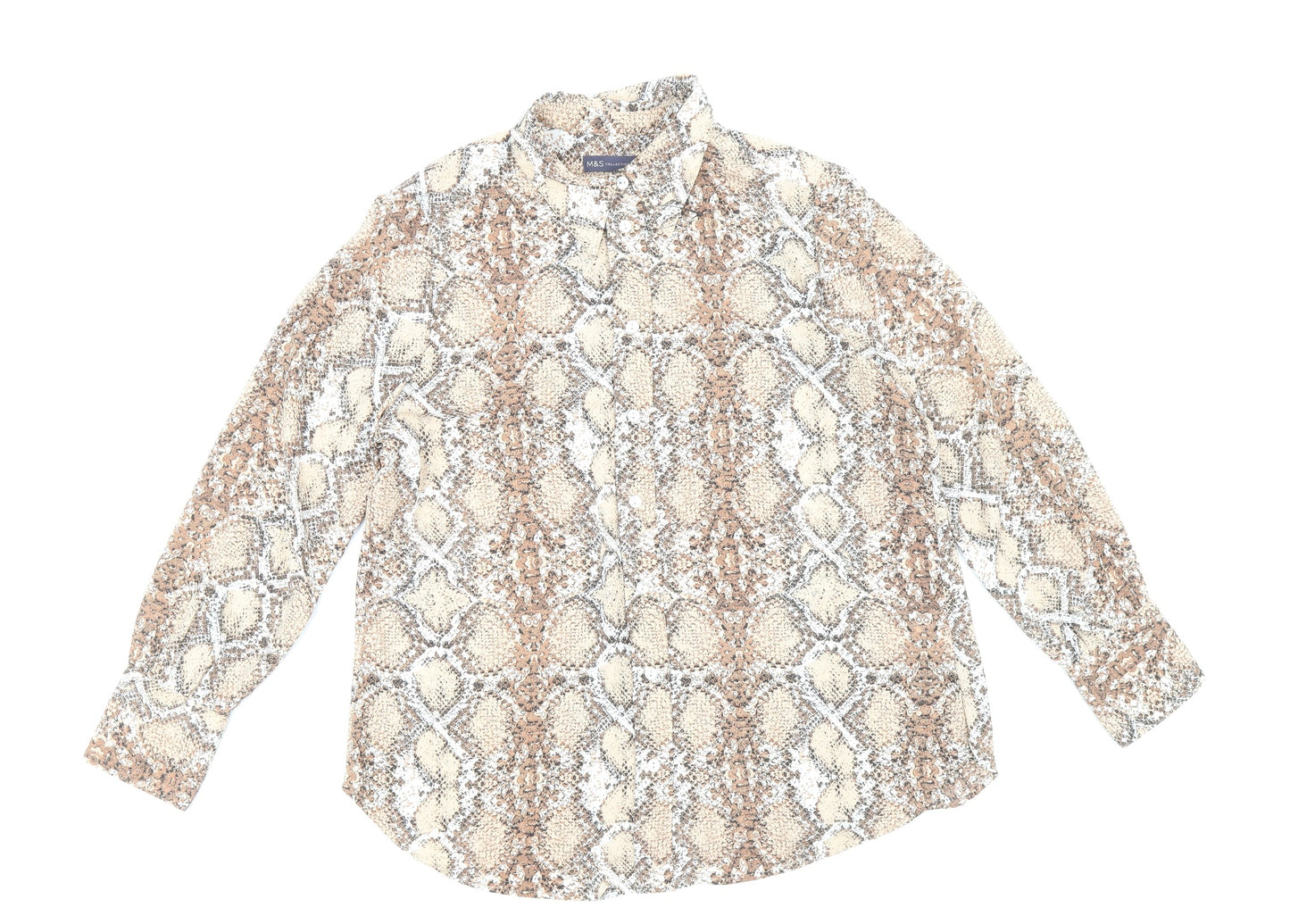 Womens UK Size 14 Marks and Spencer Brown Basic Button-Up