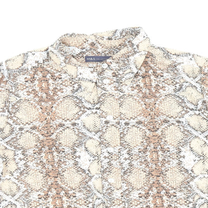 Womens UK Size 14 Marks and Spencer Brown Basic Button-Up