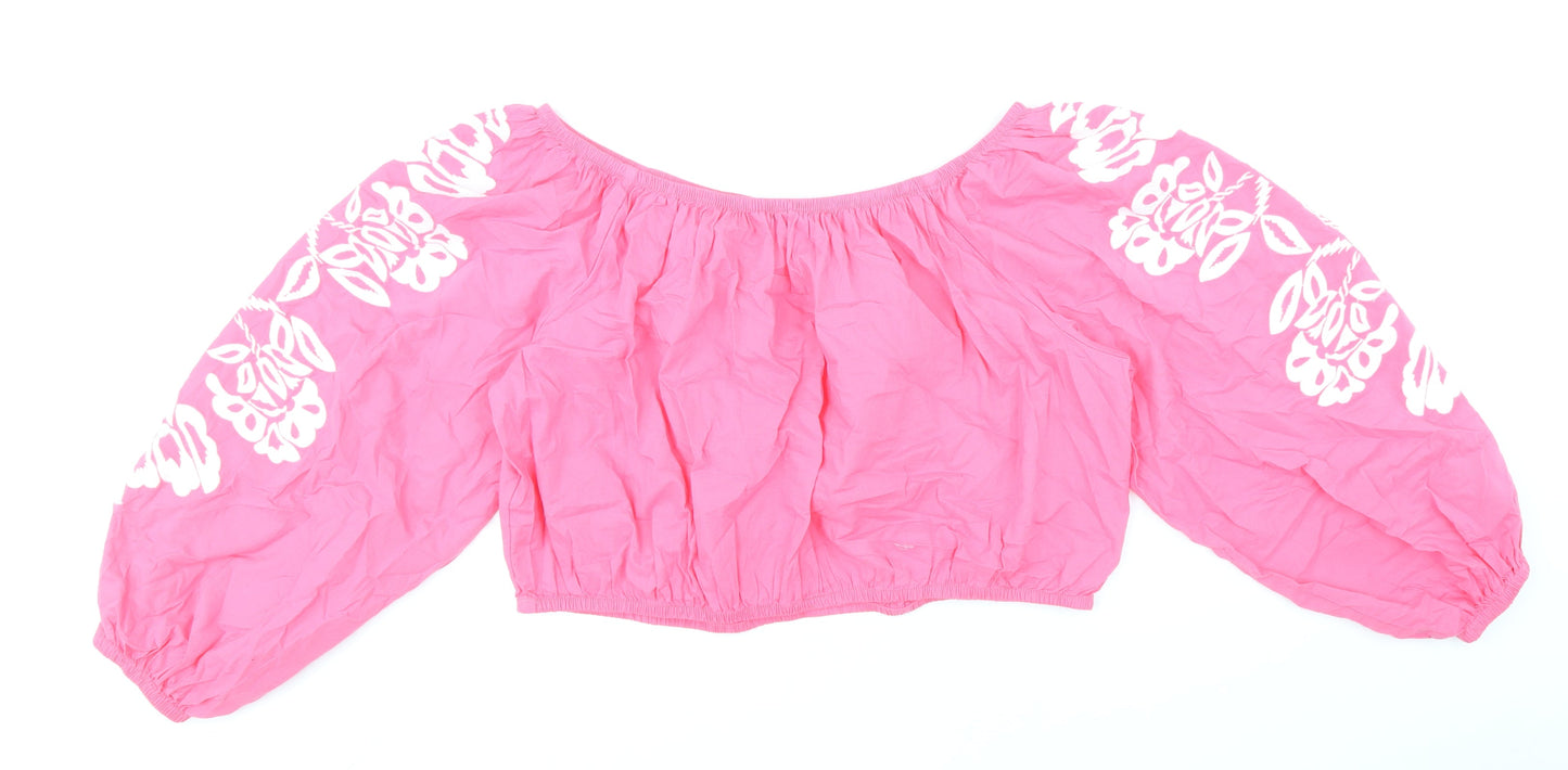 Womens UK Size 20 Marks and Spencer Pink Cropped Blouse