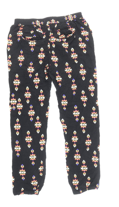 Forever Womens Black Geometric Viscose Harem Trousers Size M Regular Zip