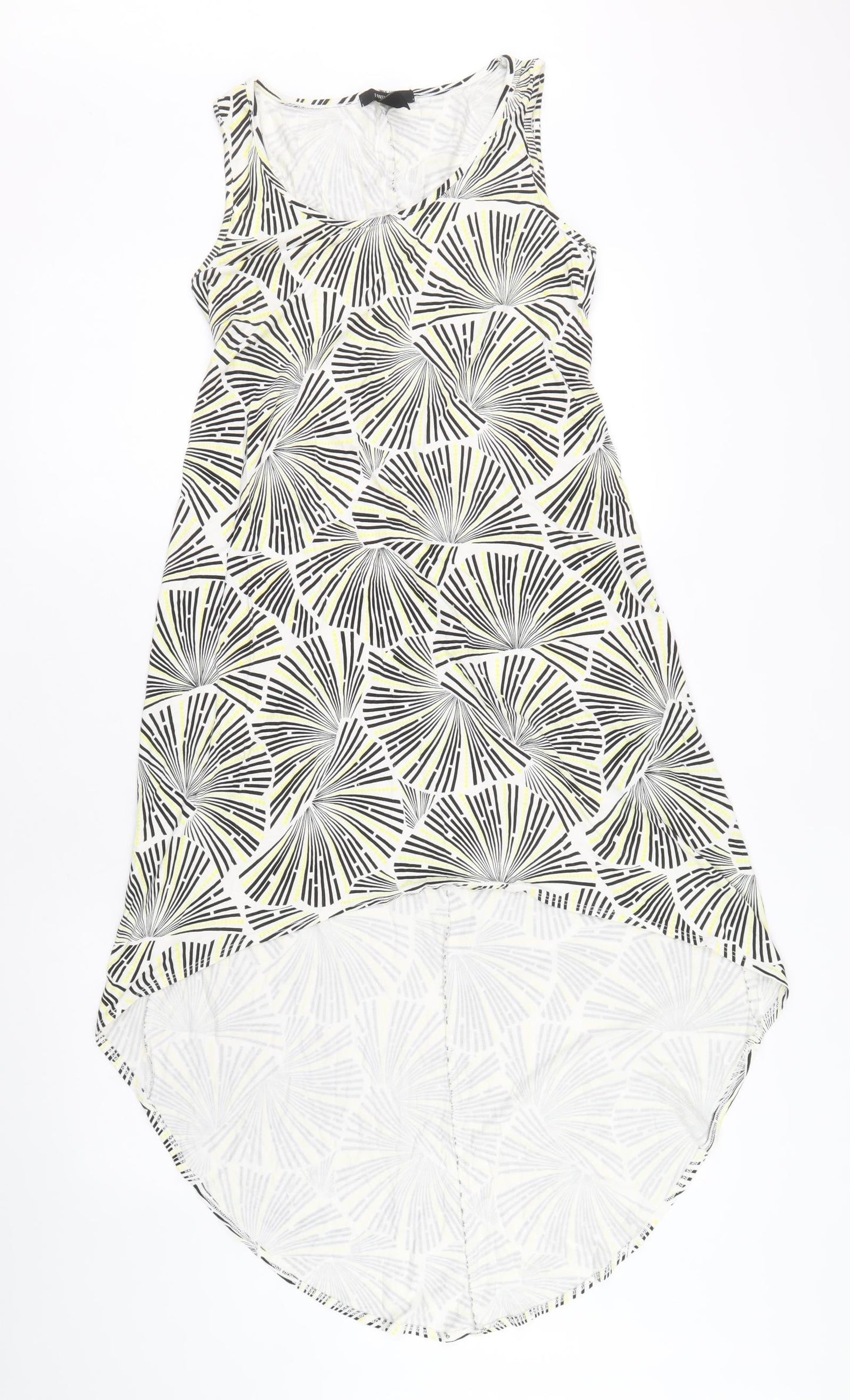 FOREVER 21 Womens White Geometric Viscose A-Line Size S Round Neck Pullover