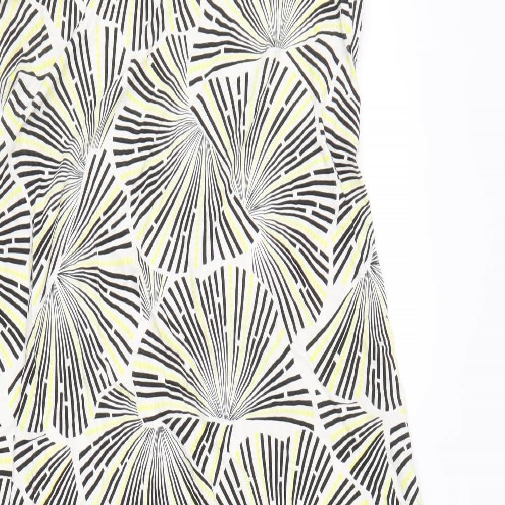 FOREVER 21 Womens White Geometric Viscose A-Line Size S Round Neck Pullover