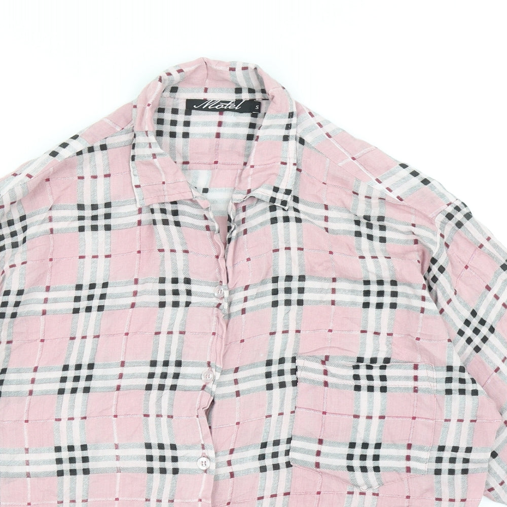 Womens UK Size S Motel Pink Basic Button-Up