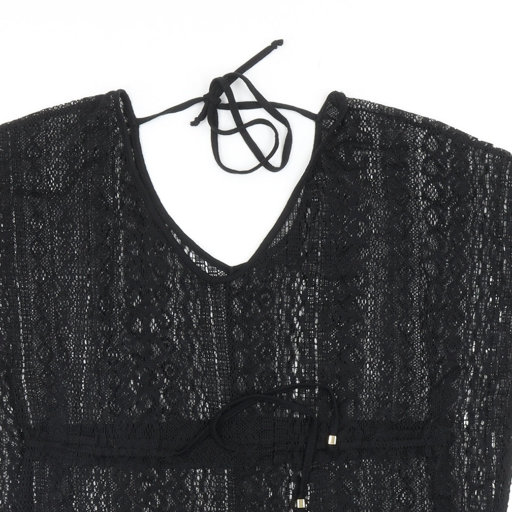 Primark Womens Black Polyester Kimono T-Shirt Size S Round Neck