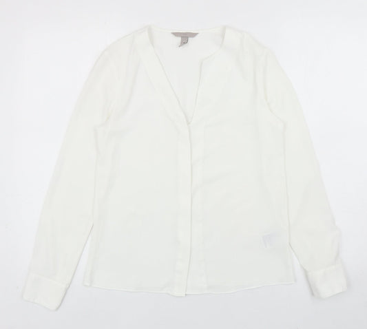 Womens UK Size 6 H&M White Basic Button-Up
