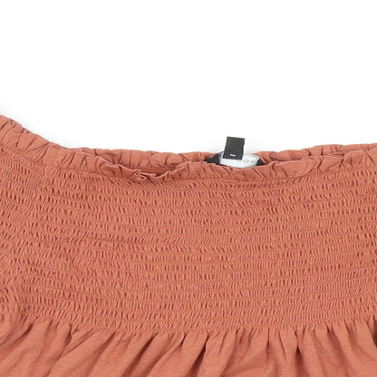 New Look Womens Orange Cotton Basic Tank Size 14 Off the Shoulder - Shirred