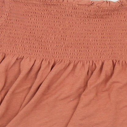 New Look Womens Orange Cotton Basic Tank Size 14 Off the Shoulder - Shirred