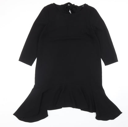 River Island Womens Black Polyester Shift Size 12 Round Neck Tie