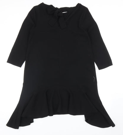 River Island Womens Black Polyester Shift Size 12 Round Neck Tie