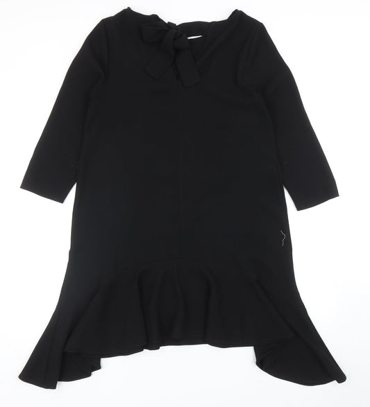 River Island Womens Black Polyester Shift Size 12 Round Neck Tie