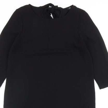 River Island Womens Black Polyester Shift Size 12 Round Neck Tie