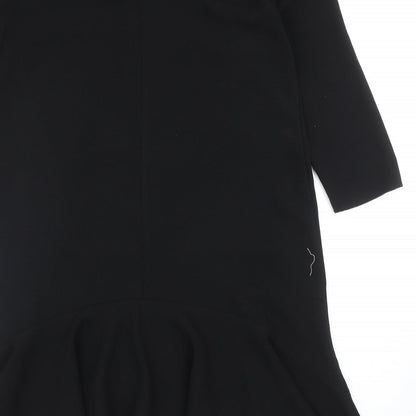 River Island Womens Black Polyester Shift Size 12 Round Neck Tie