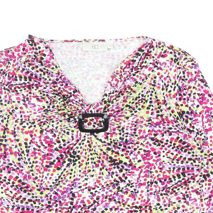 CC Womens Multicoloured Geometric Viscose Basic Blouse Size S V-Neck