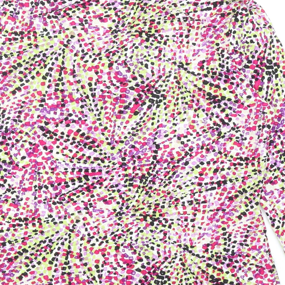 CC Womens Multicoloured Geometric Viscose Basic Blouse Size S V-Neck