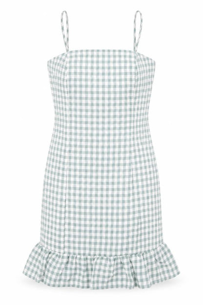 Missguided Womens Blue Check Polyester Bodycon Size 6 Square Neck Zip