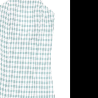 Missguided Womens Blue Check Polyester Bodycon Size 6 Square Neck Zip