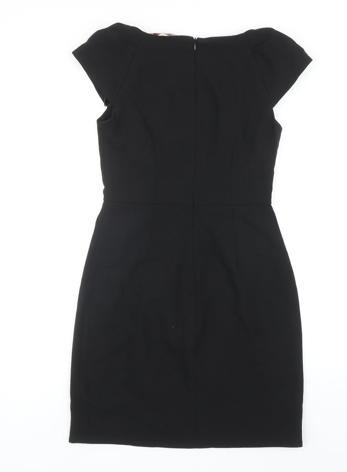 A Wear Womens Black Polyester Pencil Dress Size 10 V-Neck Zip - Cap Sleeve