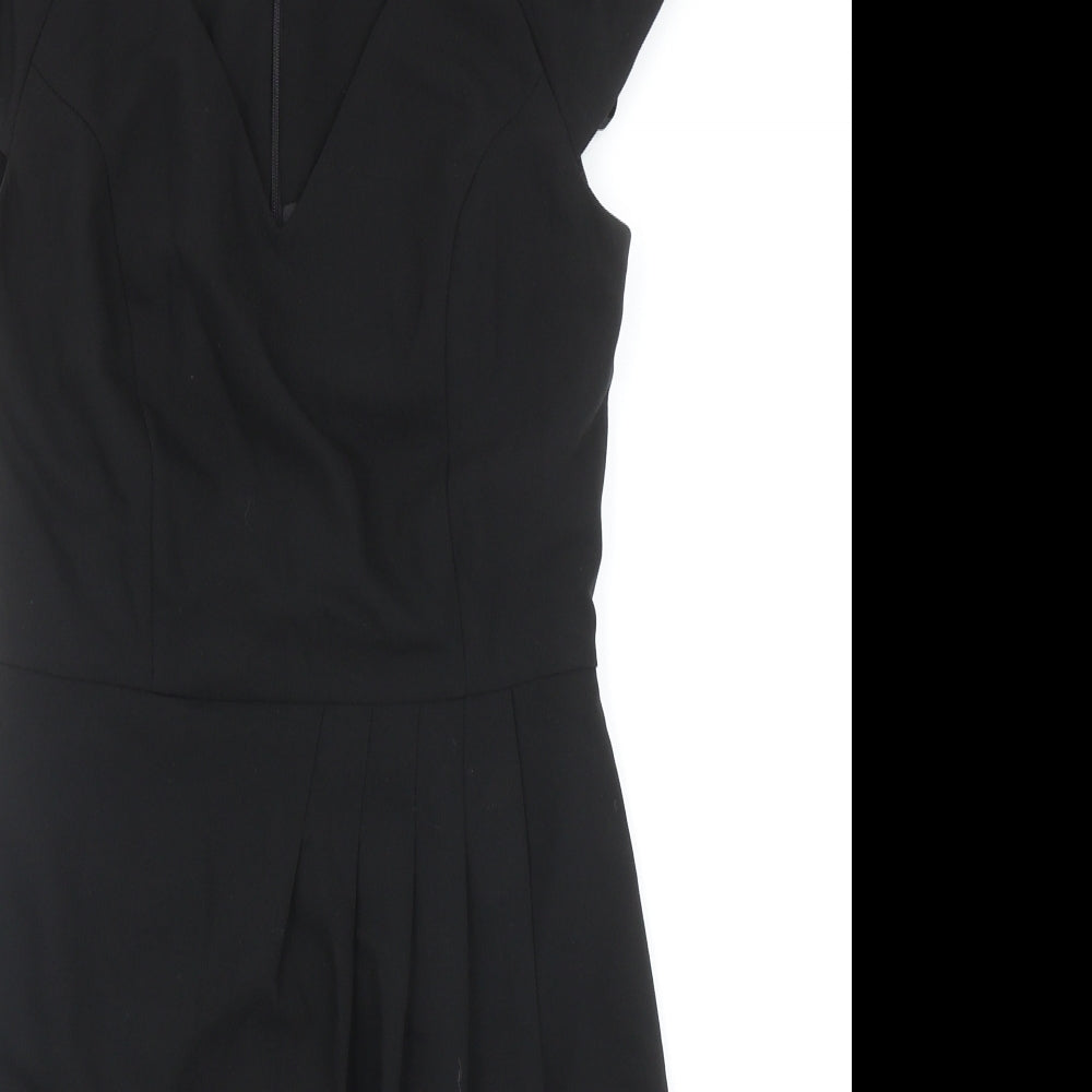 A Wear Womens Black Polyester Pencil Dress Size 10 V-Neck Zip - Cap Sleeve