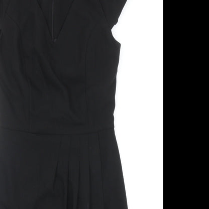 A Wear Womens Black Polyester Pencil Dress Size 10 V-Neck Zip - Cap Sleeve