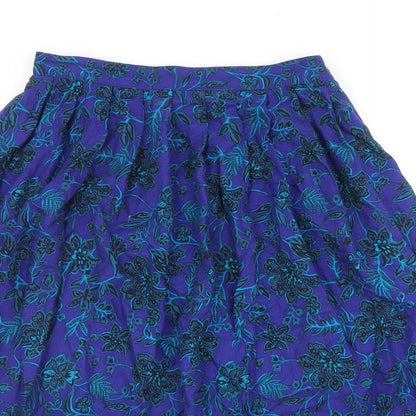 Leslie Fay Womens Blue Geometric Viscose Flare Skirt Size 12 Zip