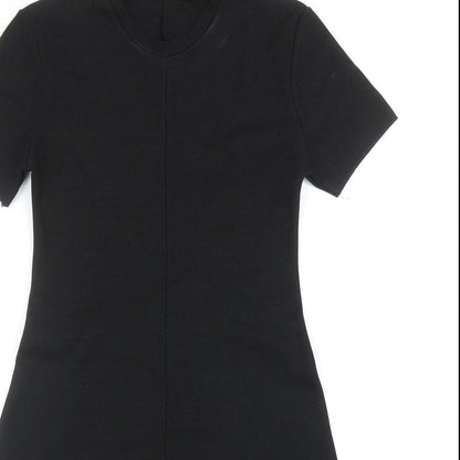 Zara Womens Black Viscose T-Shirt Dress Size S Crew Neck Pullover