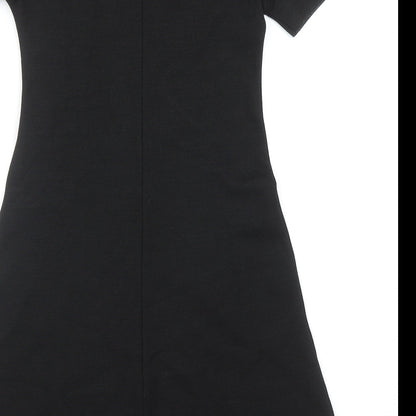 Zara Womens Black Viscose T-Shirt Dress Size S Crew Neck Pullover