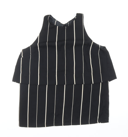 Atmosphere Womens Black Striped Polyester Basic Blouse Size 10 Round Neck