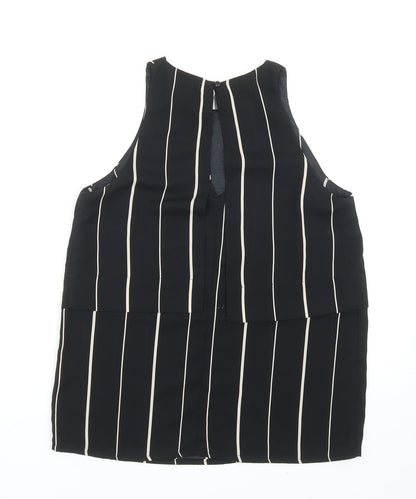 Atmosphere Womens Black Striped Polyester Basic Blouse Size 10 Round Neck