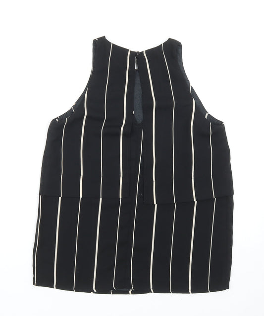 Atmosphere Womens Black Striped Polyester Basic Blouse Size 10 Round Neck