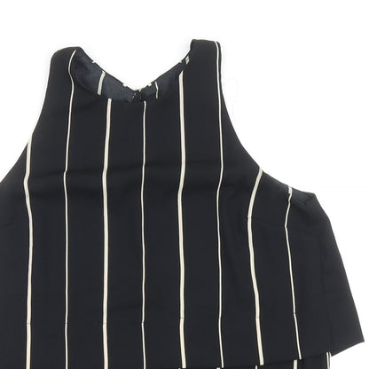 Atmosphere Womens Black Striped Polyester Basic Blouse Size 10 Round Neck