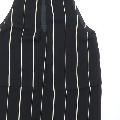 Atmosphere Womens Black Striped Polyester Basic Blouse Size 10 Round Neck