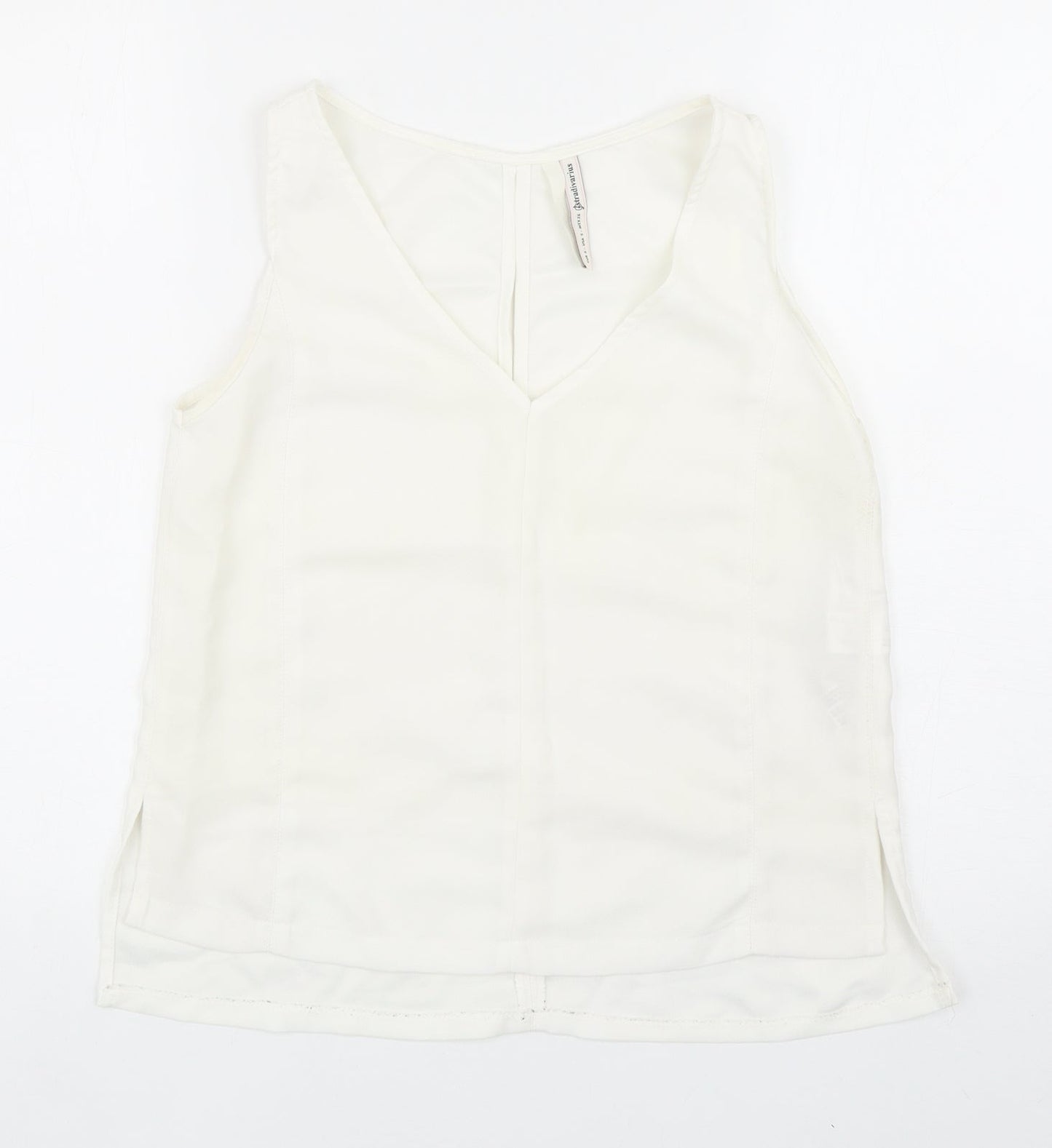 Womens UK Size S Stradivarius White Basic Tank