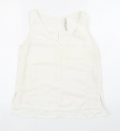 Womens UK Size S Stradivarius White Basic Tank