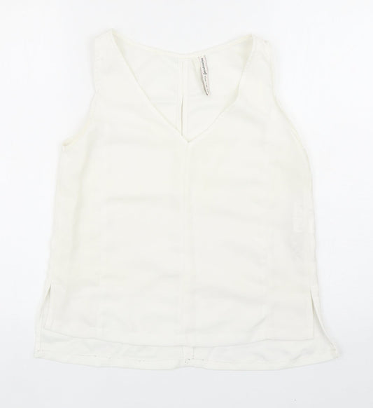 Womens UK Size S Stradivarius White Basic Tank
