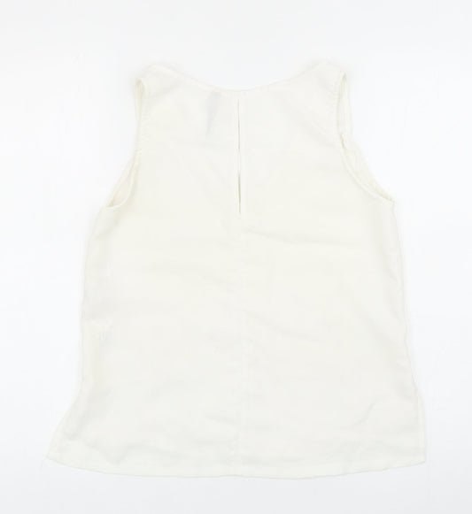 Womens UK Size S Stradivarius White Basic Tank