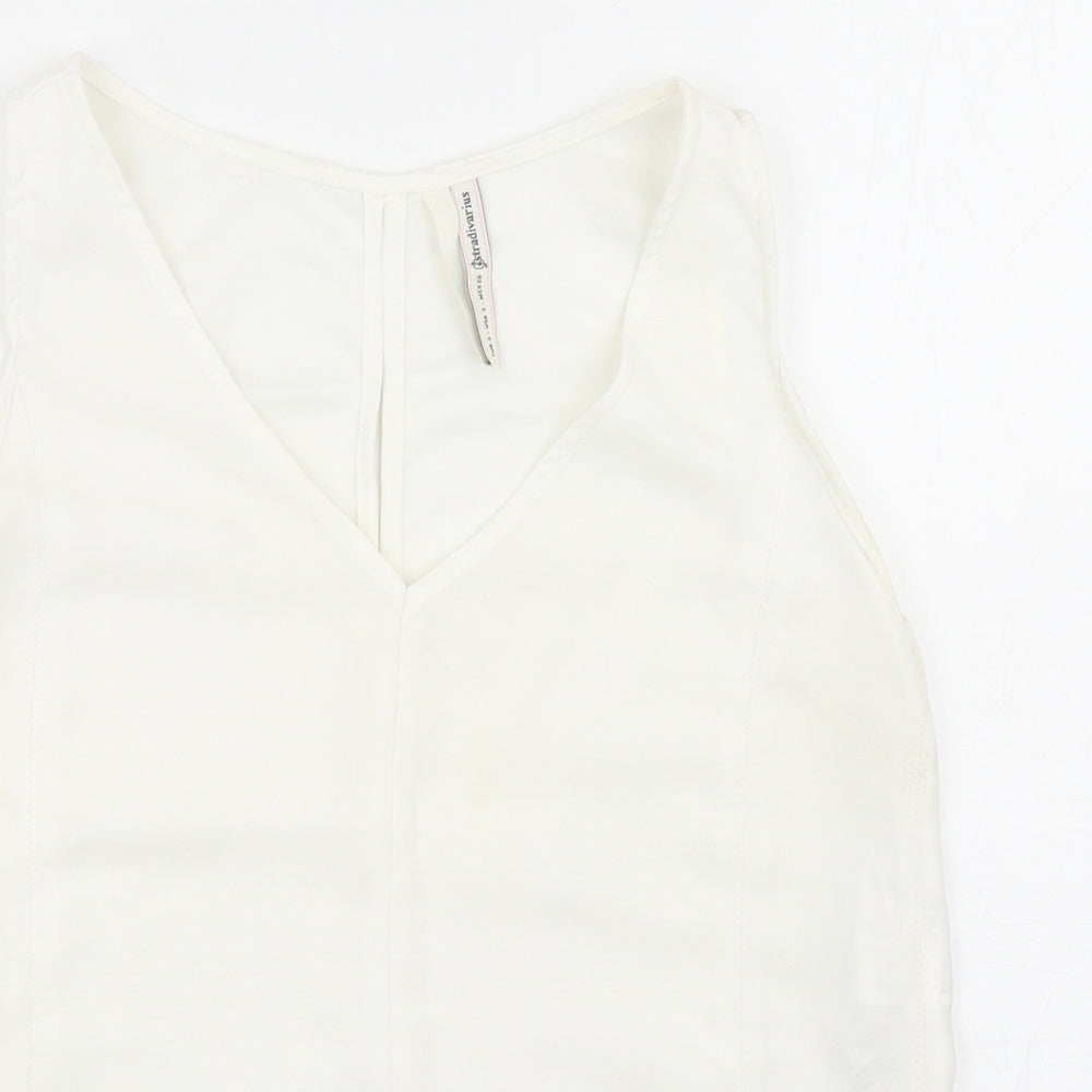Womens UK Size S Stradivarius White Basic Tank