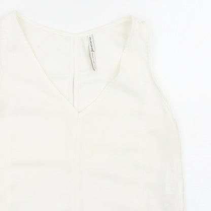 Womens UK Size S Stradivarius White Basic Tank